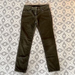 Theory straight-leg corduroys in olive green, Size 0